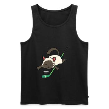 Katze Eishockey Wintersport Hockey Katzen Puck - Männer Premium Bio Tank Top - Schwarz - Vorne - Michal (187cm)