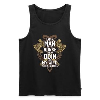 Odin - der Göttervater der Mythologie - Männer Premium Bio Tank Top - Schwarz - Vorne - AI Model Male 178 light (178cm)
