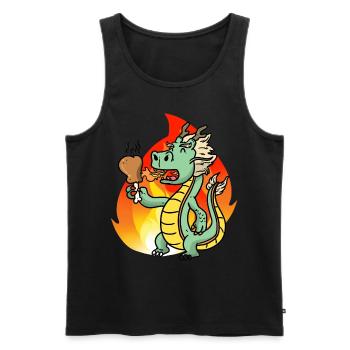 Little dragon grill chicken hunger Dino KInd - Men's Premium Organic Tank Top - black - Front - AI Model Male 178 light (178cm)