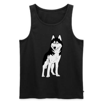 Chien husky - Débardeur bio Premium Homme - noir - Devant - Michal (187cm)