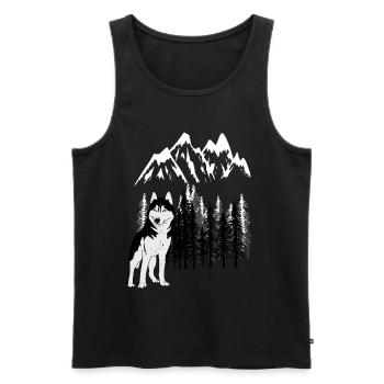 Mountains Husky Wilderness Wild Xmas Dog - Men's Premium Organic Tank Top - black - Front - AI Model Male 178 light (178cm)