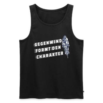 Rennrad Gegenwind formt den Charakter - Männer Premium Bio Tank Top - Schwarz - Vorne - AI Model Male 178 light (178cm)