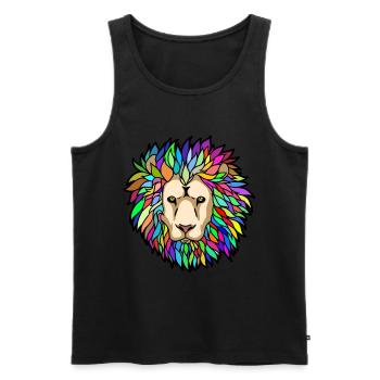 Léo Lion Tête de Lion Animaux Animaux Signe du Zodiaque - Débardeur bio Premium Homme - noir - Devant - AI Model Male 178 light (178cm)