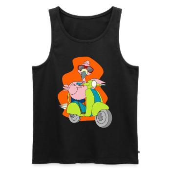 Flamingo motorcycle scooter moped gift shirt - Men's Premium Organic Tank Top - black - Front - Michal (187cm)