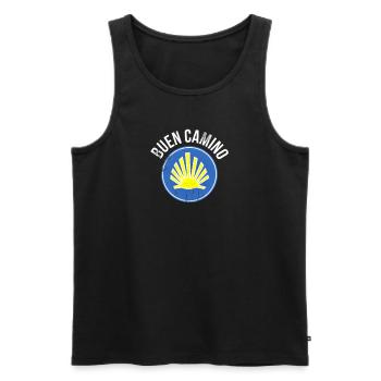 Jakobsweg Pilgermuschel - Männer Premium Bio Tank Top - Schwarz - Vorne - AI Model Male 178 light (178cm)