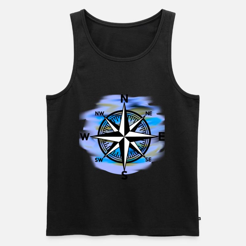 Windrose Kompass maritim Seefahrt - Männer Premium Bio Tank Top - Schwarz