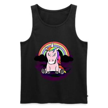 Fantasy Einhorn Einhörner Horror Böse Satanisch - Männer Premium Bio Tank Top - Schwarz - Vorne - Michal (187cm)