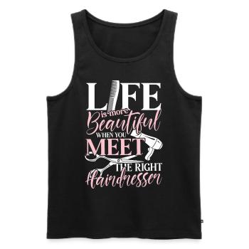 Der richtige Friseur - Friseurin Spruch Salon - Männer Premium Bio Tank Top - Schwarz - Vorne - Michal (187cm)