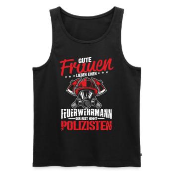 Femmes Polzistes Pompier Cher Amour - Débardeur bio Premium Homme - noir - Devant - Michal (187cm)