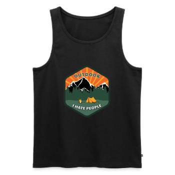 Camping en plein air: Je déteste les gens - Dit drôle - Débardeur bio Premium Homme - noir - Devant - AI Model Male 178 light (178cm)