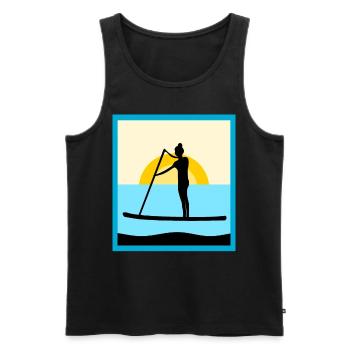 Stand Up Paddling cadeau illustration mer - Débardeur bio Premium Homme - noir - Devant - AI Model Male 178 light (178cm)
