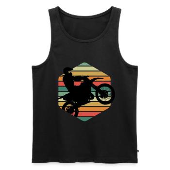 Retro Old School Motorcycle Gift T-Shirt - Men's Premium Organic Tank Top - black - Front - AI Model Male 178 light (178cm)