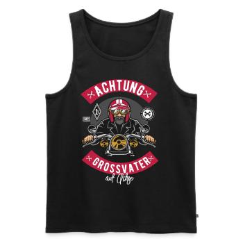 T Shirt Opa Motorrad "Großvater auf Achse" - Männer Premium Bio Tank Top - Schwarz - Vorne - AI Model Male 178 light (178cm)