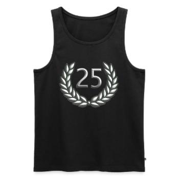 Mariage Mariage argent 25 ans avec couronne de laurier - Débardeur bio Premium Homme - noir - Devant - AI Model Male 178 light (178cm)
