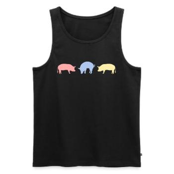Retro Schweine Schweinchen Minischwein - Männer Premium Bio Tank Top - Schwarz - Vorne - AI Model Male 178 light (178cm)