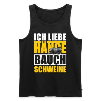 Retro Hängebauchschwein Hobbytier - Männer Premium Bio Tank Top - Schwarz - Vorne - AI Model Male 178 light (178cm)