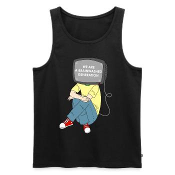 Revolution brainwashing television resistance - Men's Premium Organic Tank Top - black - Front - AI Model Male 178 light (178cm)