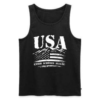 Allgäu Berge USA Alpen Wandern Heimat - Männer Premium Bio Tank Top - Schwarz - Vorne - Michal (187cm)