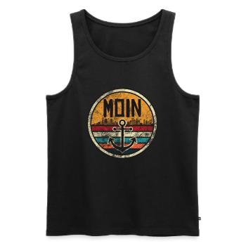 Moin Anker aime Brême Hambourg - Débardeur bio Premium Homme - noir - Devant - AI Model Male 178 light (178cm)
