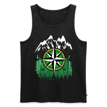 Wilderness Mountains Mountain Compass Windrose Mountains - Men's Premium Organic Tank Top - black - Front - AI Model Male 178 light (178cm)
