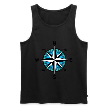 Compass Nautical Sailor Ahoi Wind Rose Trip - Men's Premium Organic Tank Top - black - Front - Michal (187cm)