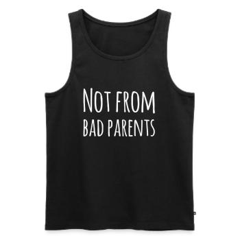 Denglisch: Not From Bad Parents - Funny saying - Men's Premium Organic Tank Top - black - Front - AI Model Male 178 light (178cm)