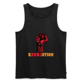 Cadeau de résistance Revolution demo love - Débardeur bio Premium Homme - noir - Devant - AI Model Male 178 light (178cm)