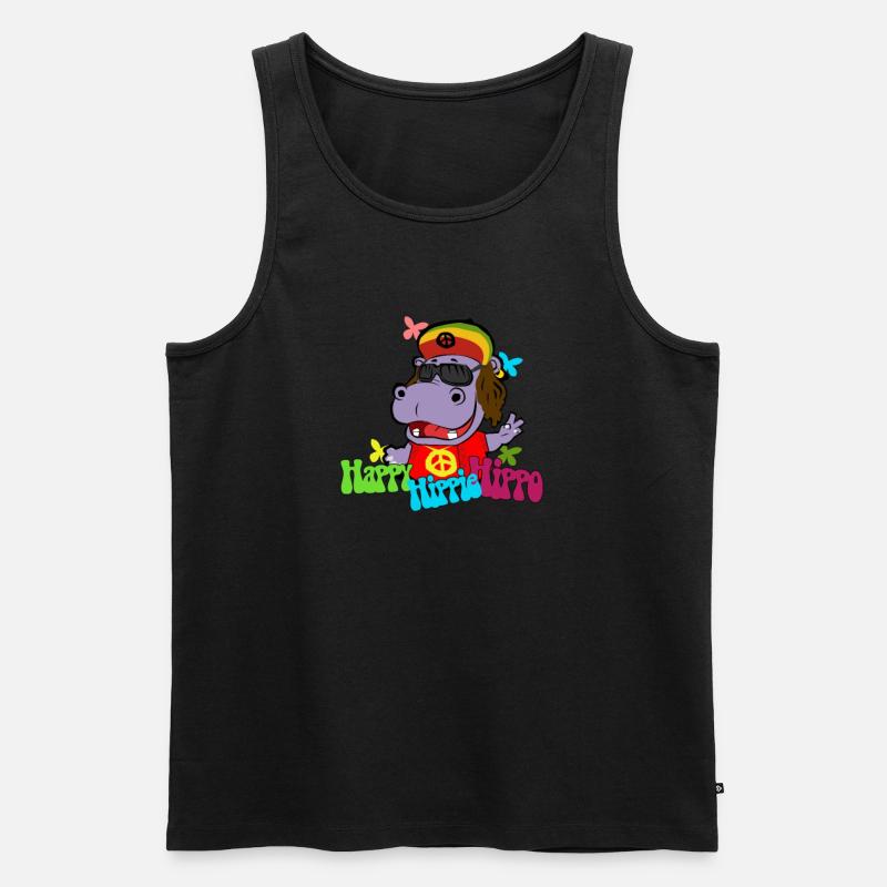 Nilpferd Hippie - Männer Premium Bio Tank Top - Schwarz