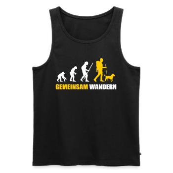 Hund Wandern Evolution - Männer Premium Bio Tank Top - Schwarz - Vorne - AI Model Male 178 light (178cm)