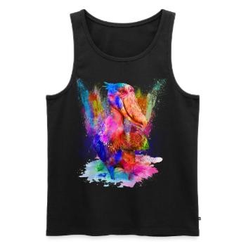 Shoebill bird watercolor watercolor gift - Men's Premium Organic Tank Top - black - Front - Michal (187cm)