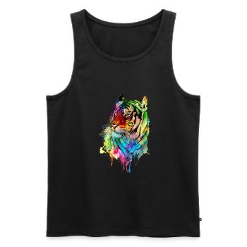 Tiger Aquarell Großkatze Raubkatze Geschenk - Männer Premium Bio Tank Top - Schwarz - Vorne - AI Model Male 178 light (178cm)