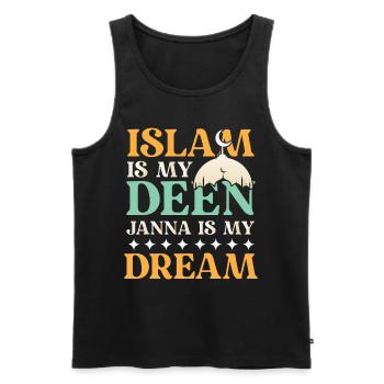ISLAM IS MY DEEN JANNA IS MY DREAM - Männer Premium Bio Tank Top - Schwarz - Vorne - Michal (187cm)