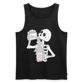 Cadeau drôle d'humour de bière de crâne de squelette - Débardeur bio Premium Homme - noir - Devant - AI Model Male 178 light (178cm)