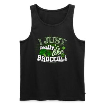Broccoli vegetables - Men's Premium Organic Tank Top - black - Front - Michal (187cm)