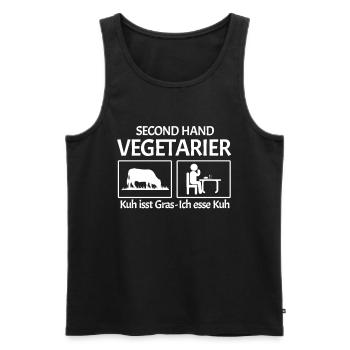Second Hand Vegetarier Veganer - Männer Premium Bio Tank Top - Schwarz - Vorne - AI Model Male 178 light (178cm)