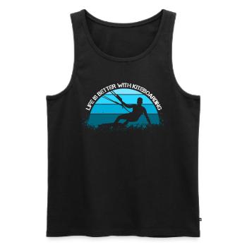 Kitesurfen mit Kite auf dem Meer - Men's Premium Organic Tank Top - black - Front - AI Model Male 178 light (178cm)