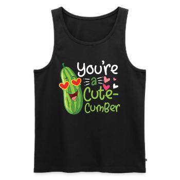 Un mignon valentine cumber disant concombre - Débardeur bio Premium Homme - noir - Devant - AI Model Male 178 light (178cm)