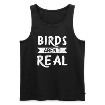 Les oiseaux ne sont pas réels - Les oiseaux ne sont pas réels - Débardeur bio Premium Homme - noir - Devant - AI Model Male 178 light (178cm)