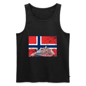 Cadeau de pêche de drapeau de Norvège Vintage - Débardeur bio Premium Homme - noir - Devant - AI Model Male 178 light (178cm)