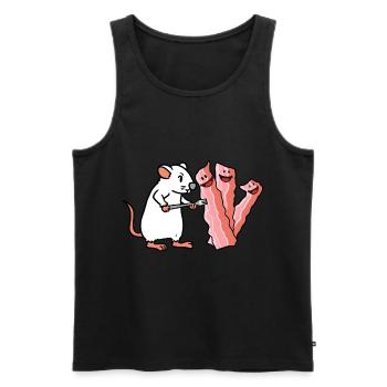 Bacon rat souris snack rongeur fantaisie enfants - Débardeur bio Premium Homme - noir - Devant - AI Model Male 178 light (178cm)