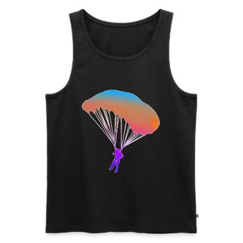 Parachute parachutiste cadeau parachute - Débardeur bio Premium Homme - noir - Devant - AI Model Male 178 light (178cm)