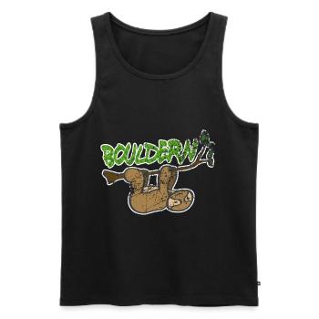 Vintage bouldering climbing sloth gift - Men's Premium Organic Tank Top - black - Front - AI Model Male 178 light (178cm)