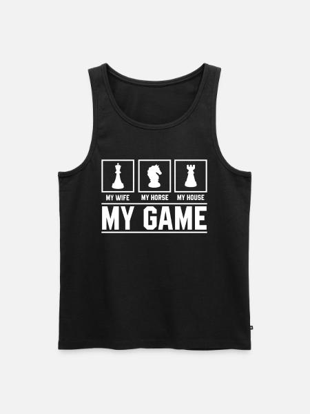 Chess My Game Wife Horse House sjakk brettspill - Premium økologisk Tanktop for menn - svart