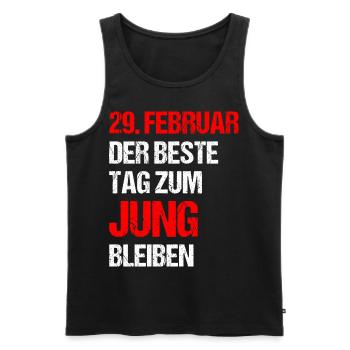 29. Februar Der Beste Tag Zum Jung Bleiben - Männer Premium Bio Tank Top - Schwarz - Vorne - AI Model Male 178 light (178cm)