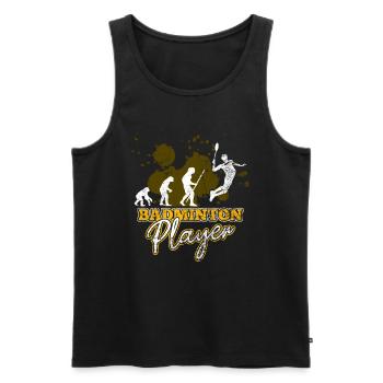 Cool Badminton - Men's Premium Organic Tank Top - black - Front - AI Model Male 178 light (178cm)