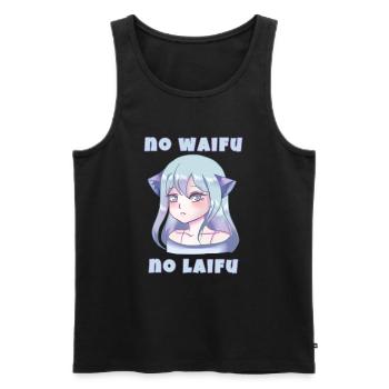 No Waifu No Laifu - Kawaii Anime Neko Girl - Débardeur bio Premium Homme - noir - Devant - AI Model Male 178 light (178cm)