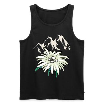 Mountains mountains peaks Edelweiß Blume Tirol - Men's Premium Organic Tank Top - black - Front - AI Model Male 178 light (178cm)