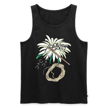 Bergsteiger Outdoor Edelweiß Bergsteigen Tirol - Männer Premium Bio Tank Top - Schwarz - Vorne - Michal (187cm)