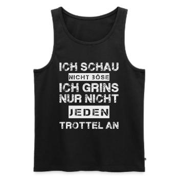 Ich Schau nicht Böse Trottel Lustiger Spruch - Männer Premium Bio Tank Top - Schwarz - Vorne - AI Model Male 178 light (178cm)
