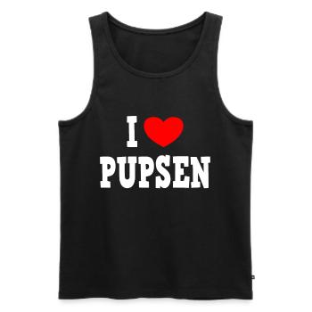 I LOVE PUPSEN - Pups Furz Blähungen - Männer Premium Bio Tank Top - Schwarz - Vorne - AI Model Male 178 light (178cm)